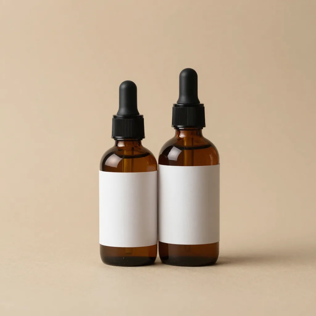 Two bottles of sandalwood beard oil together